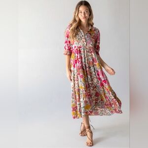 💕💕🌿 NWOT Natural Life Rebecca vintage floral midi dress size M